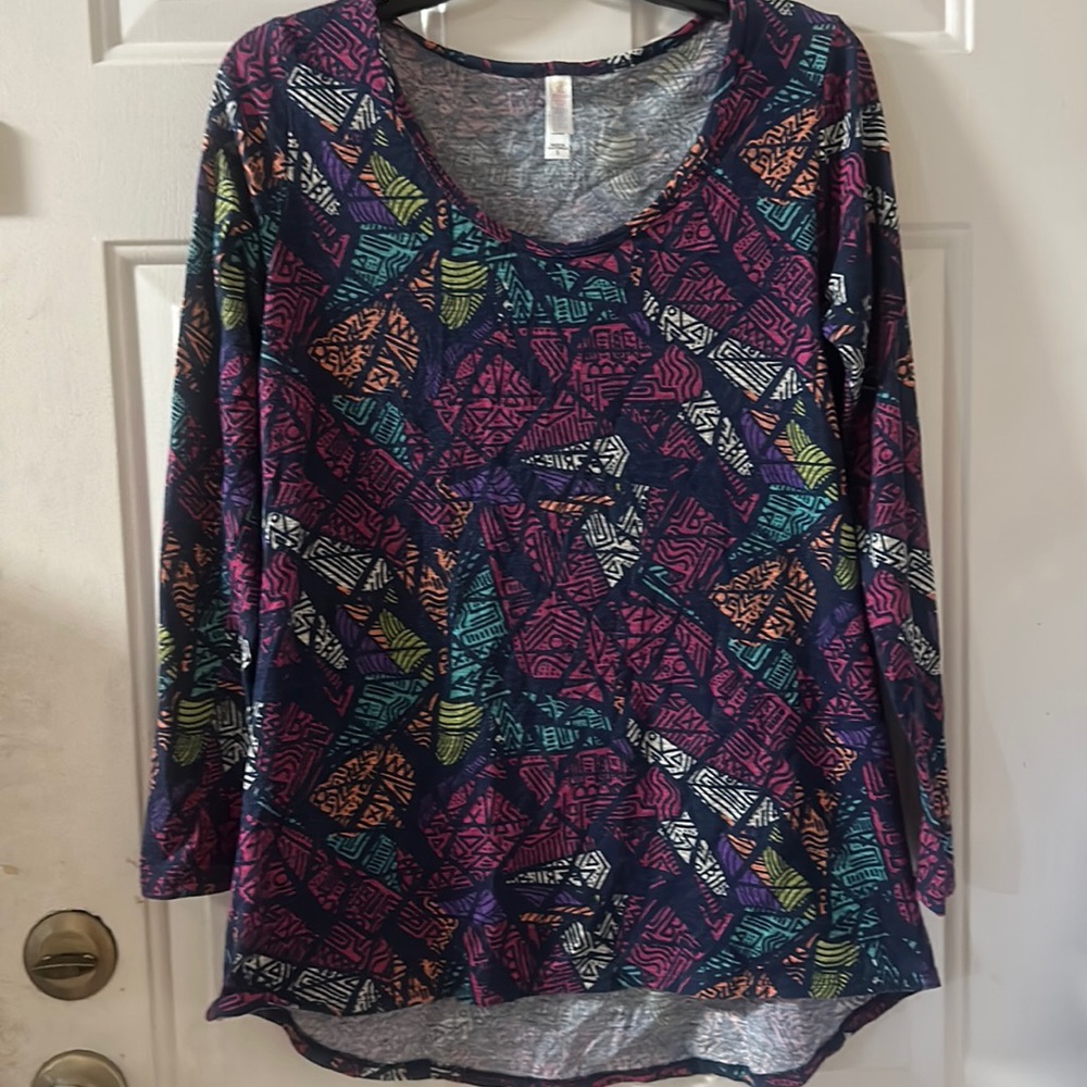 LULAROE AZTEC PRINT LONG SLEEVE: BLUE: EUC: SIZE SMALL